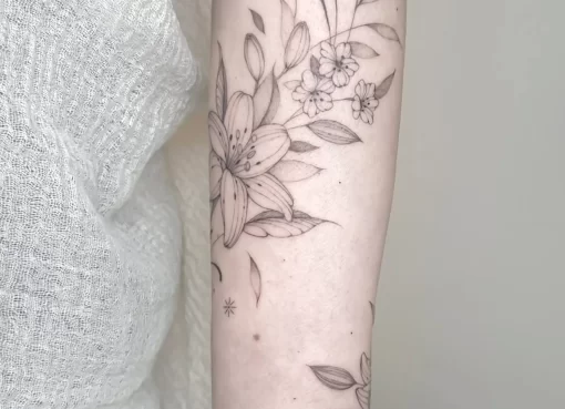 coloured fine line tattoos